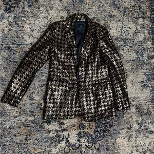 Bagatelle Black and Gold Houndstooth Blazer Sequins NYE Medium